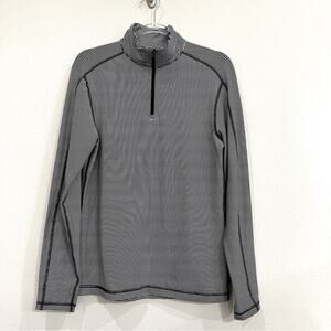 Lululemon Surge Warm 1/2 Zip Pullover in Mini Pop Stripe Black White - Medium